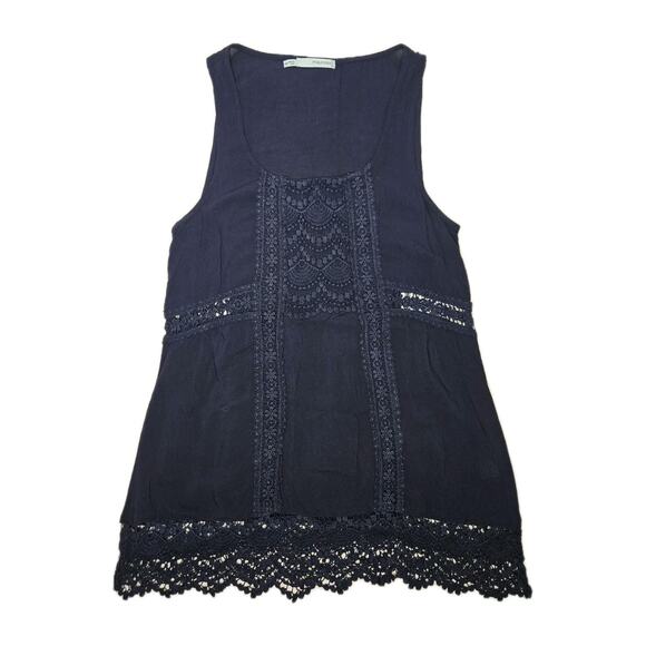 Navy Blue Tank Top Women's Size XS Front Lace Detail Shirt Maurice's - Picture 1 of 8